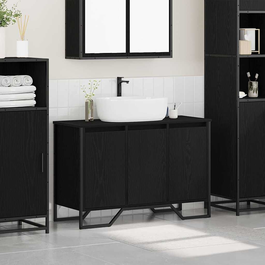 Zwart Eiken Wastafelkast 91x35x60cm - 34% Korting