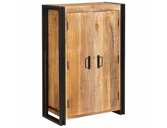 Highboard Massief Mangohout & Metaal - Bruin (55% Korting)