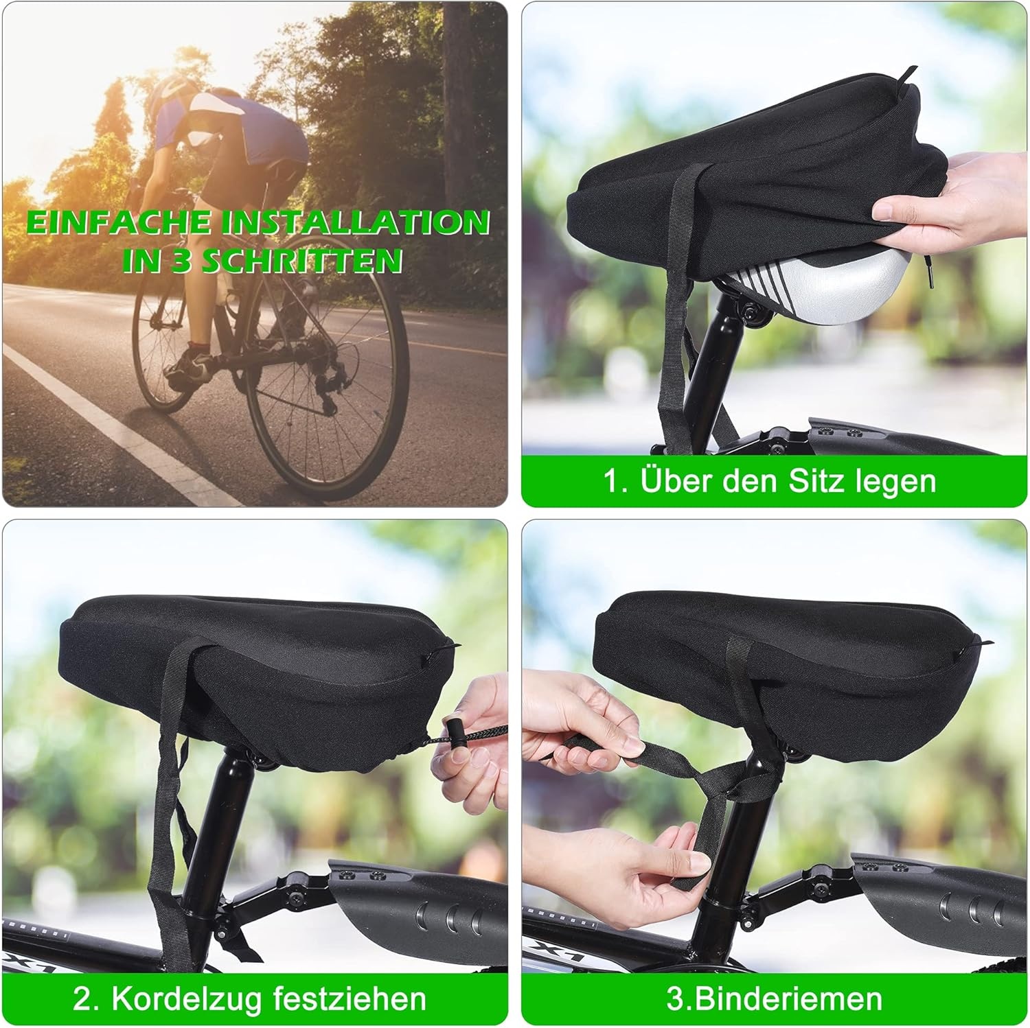 Comfortabele Gel Fietszadelhoes - 29x27 cm - Zwart - 33% Korting