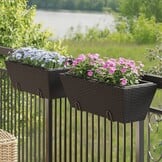 2x Zwarte Poly Rattan Plantenbakken met Haken (68% Korting)