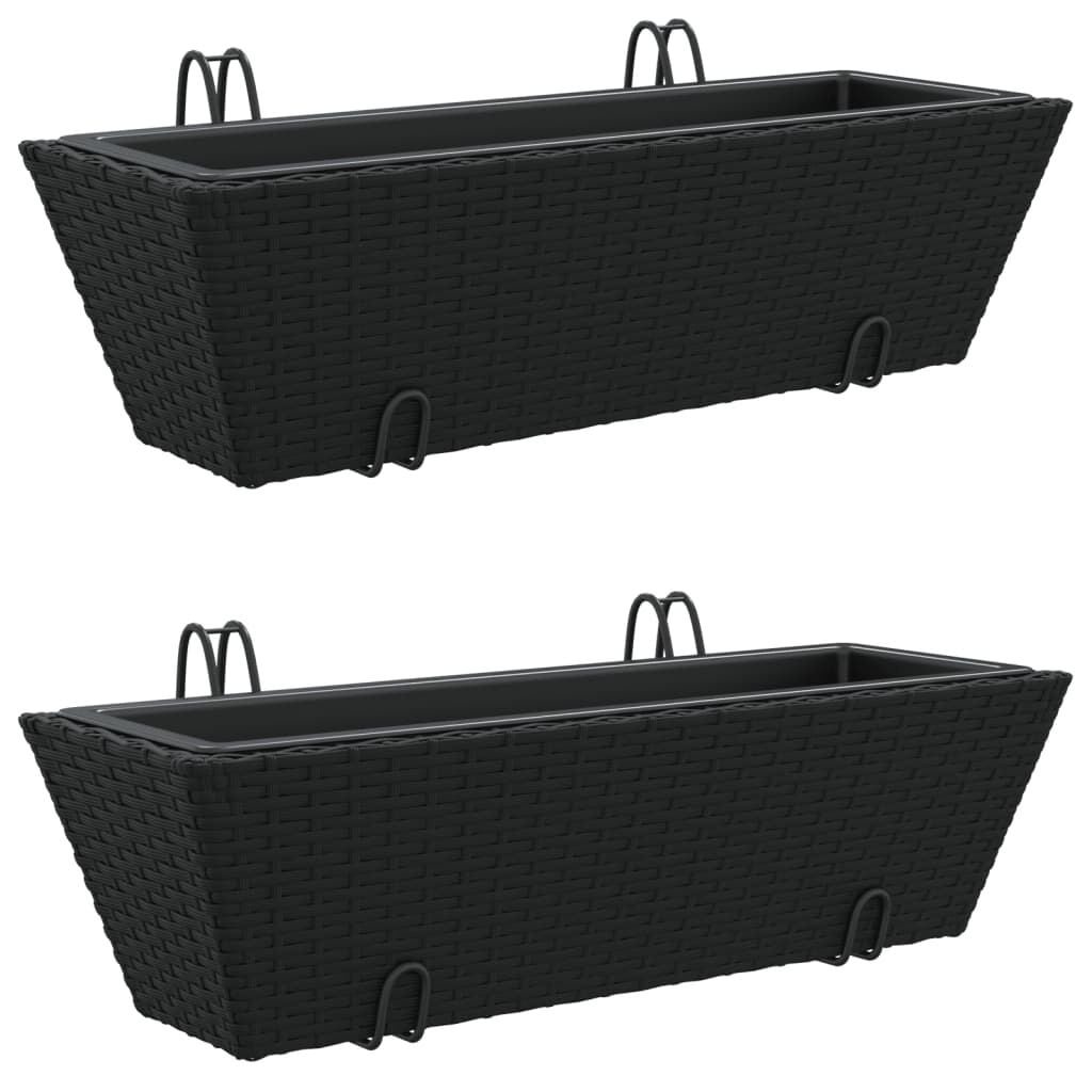 Zwarte Poly Rattan Plantenbakken 2 st. (68% Korting)