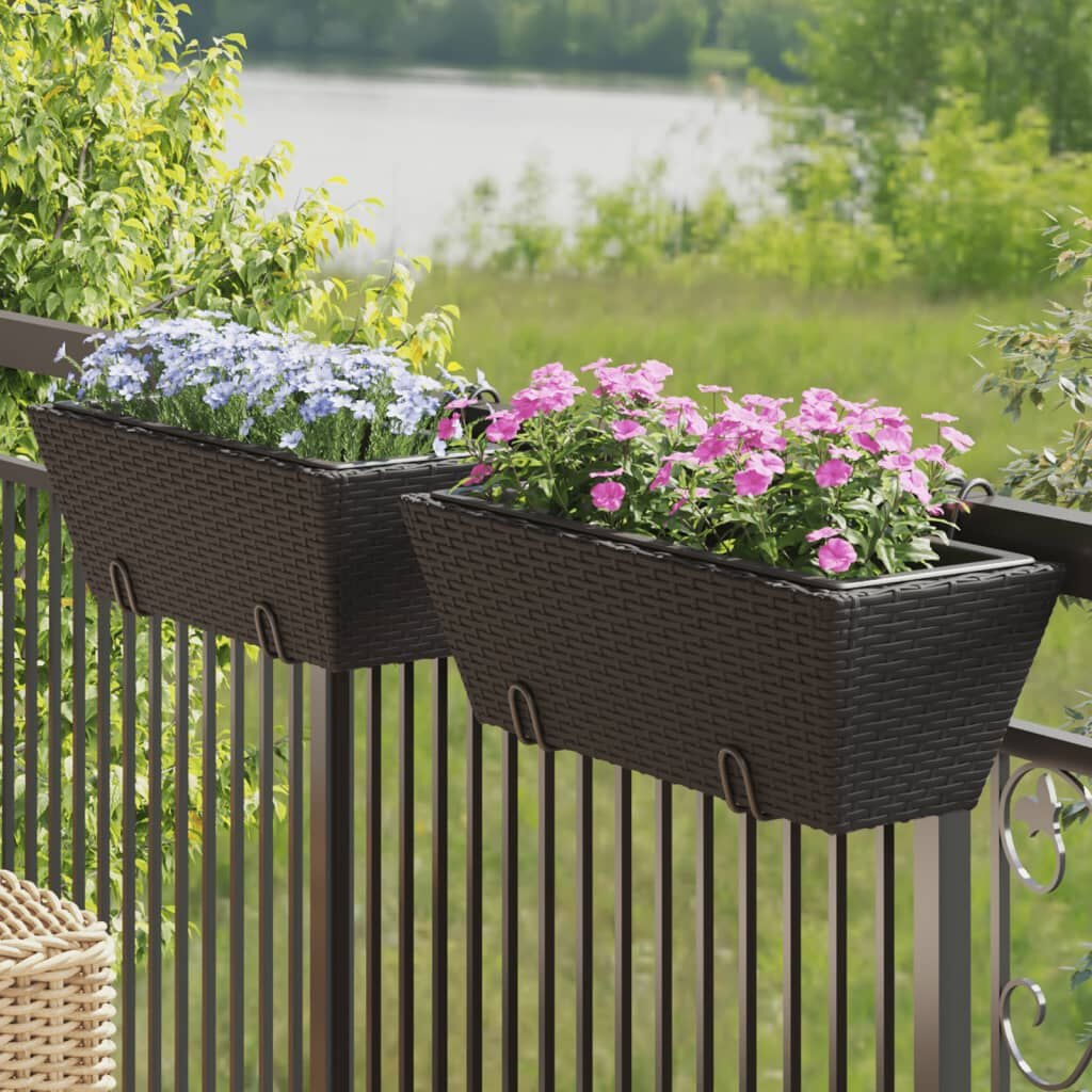 Zwarte Poly Rattan Plantenbakken 2 st. (68% Korting)