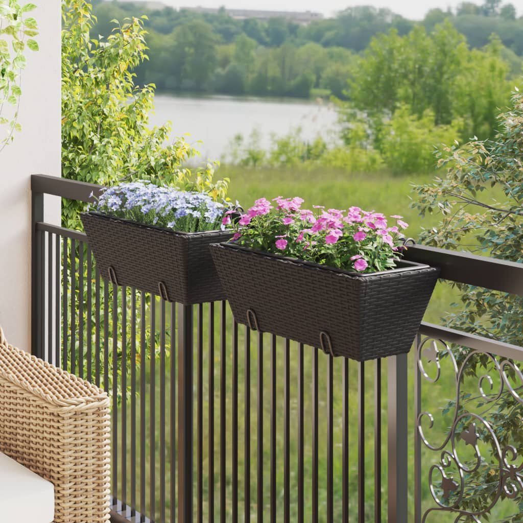 Zwarte Poly Rattan Plantenbakken 2 st. (68% Korting)
