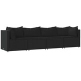 Loungeset met Kussens, Zwart Poly Rattan, 35% Korting