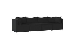 Loungeset met Kussens, Zwart Poly Rattan, 35% Korting