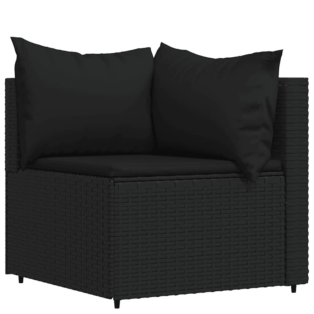 Loungeset met Kussens, Zwart Poly Rattan, 35% Korting