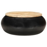 Salontafel Massief Mangohout & Zwart Metaal - 77% Korting