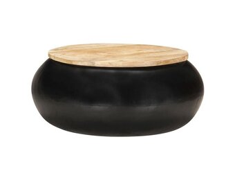 Salontafel Massief Mangohout & Zwart Metaal - 77% Korting