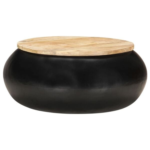 Salontafel Massief Mangohout & Zwart Metaal - 77% Korting