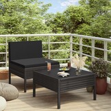 vidaXL Loungeset Poly Rattan Zwart - 69% Korting!