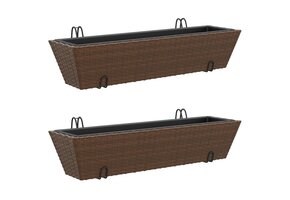 vidaXL Plantenbakken 2 Stuks Poly Rattan Bruin - 68% Korting