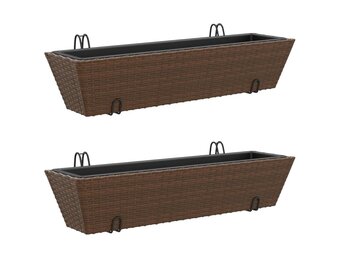 2x VidaXL Plantenbakken Poly Rattan Bruin - 29% Korting