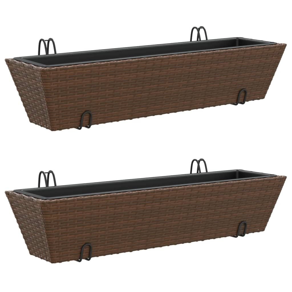vidaXL Plantenbakken 2 Stuks Poly Rattan Bruin - 68% Korting