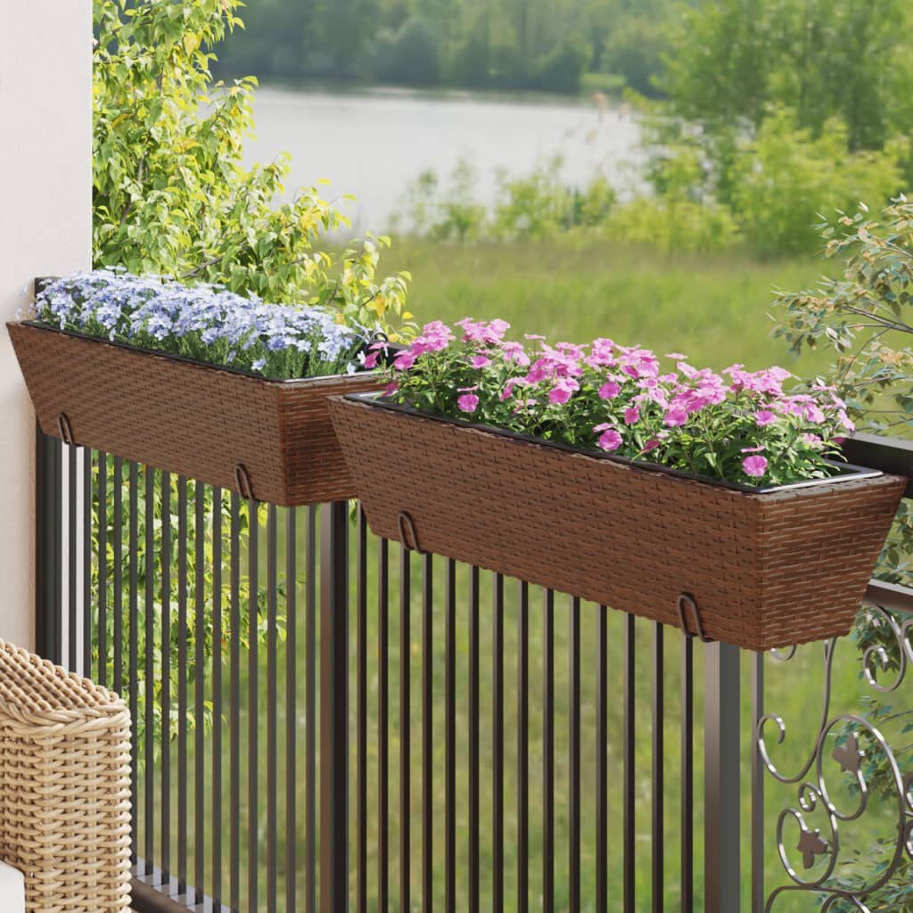 vidaXL Plantenbakken 2 Stuks Poly Rattan Bruin - 68% Korting