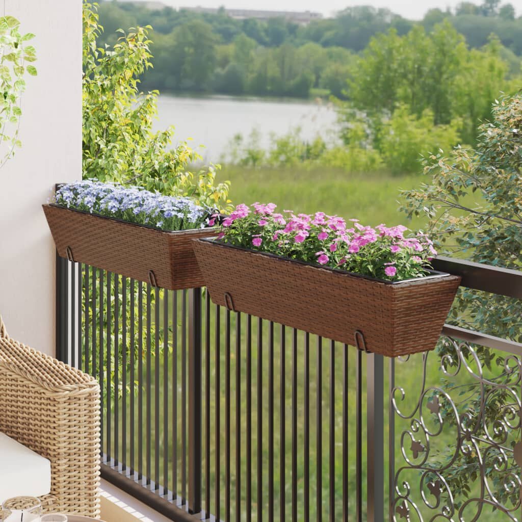 vidaXL Plantenbakken 2 Stuks Poly Rattan Bruin - 68% Korting