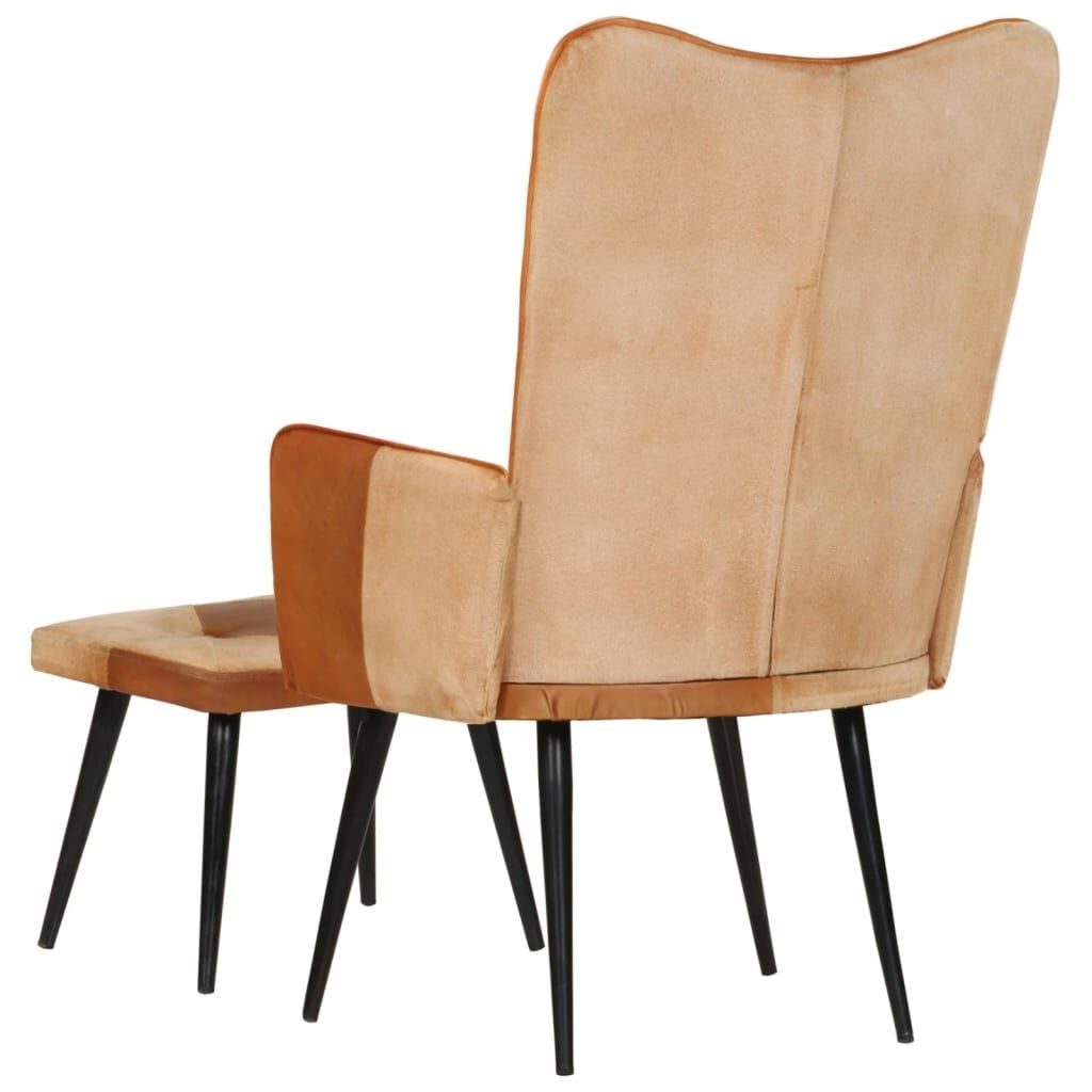 Bruine lederen fauteuil met voetenbank - 69% korting!