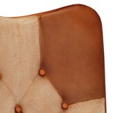 Bruine lederen fauteuil met voetenbank - 69% korting!