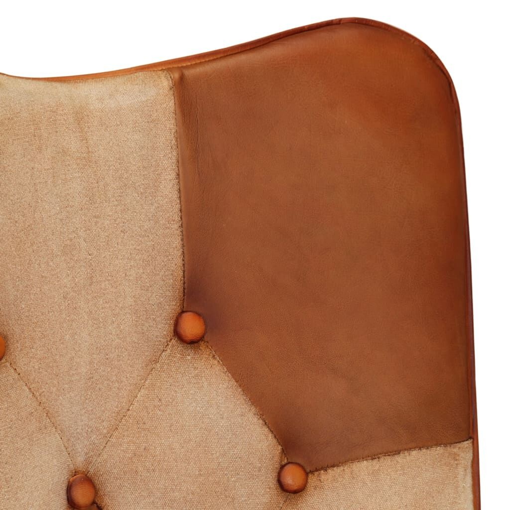 Bruine lederen fauteuil met voetenbank - 69% korting!