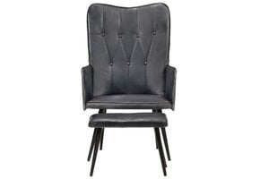 Grijze Echt Lederen Fauteuil met Voetensteun - 30% Korting