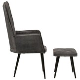 Vintage Canvas Fauteuil met Voetenbank - Zwart (68% Korting)