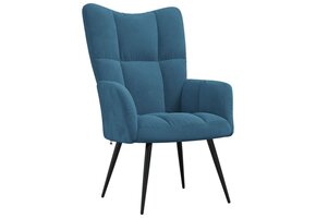 Blauwe fluwelen relaxstoel met korting