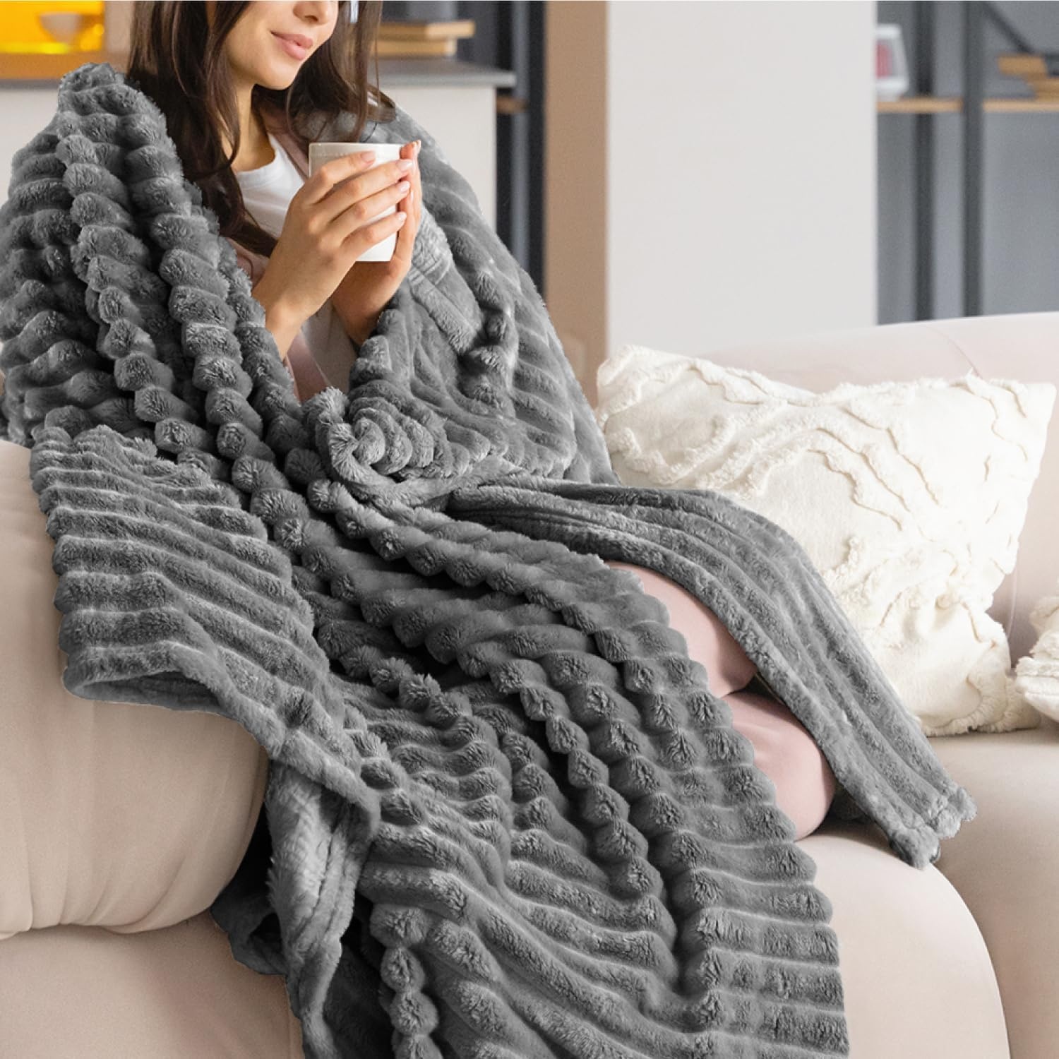 Donkergrijs Plaid 220x240 cm | Warm & Zacht Fleece