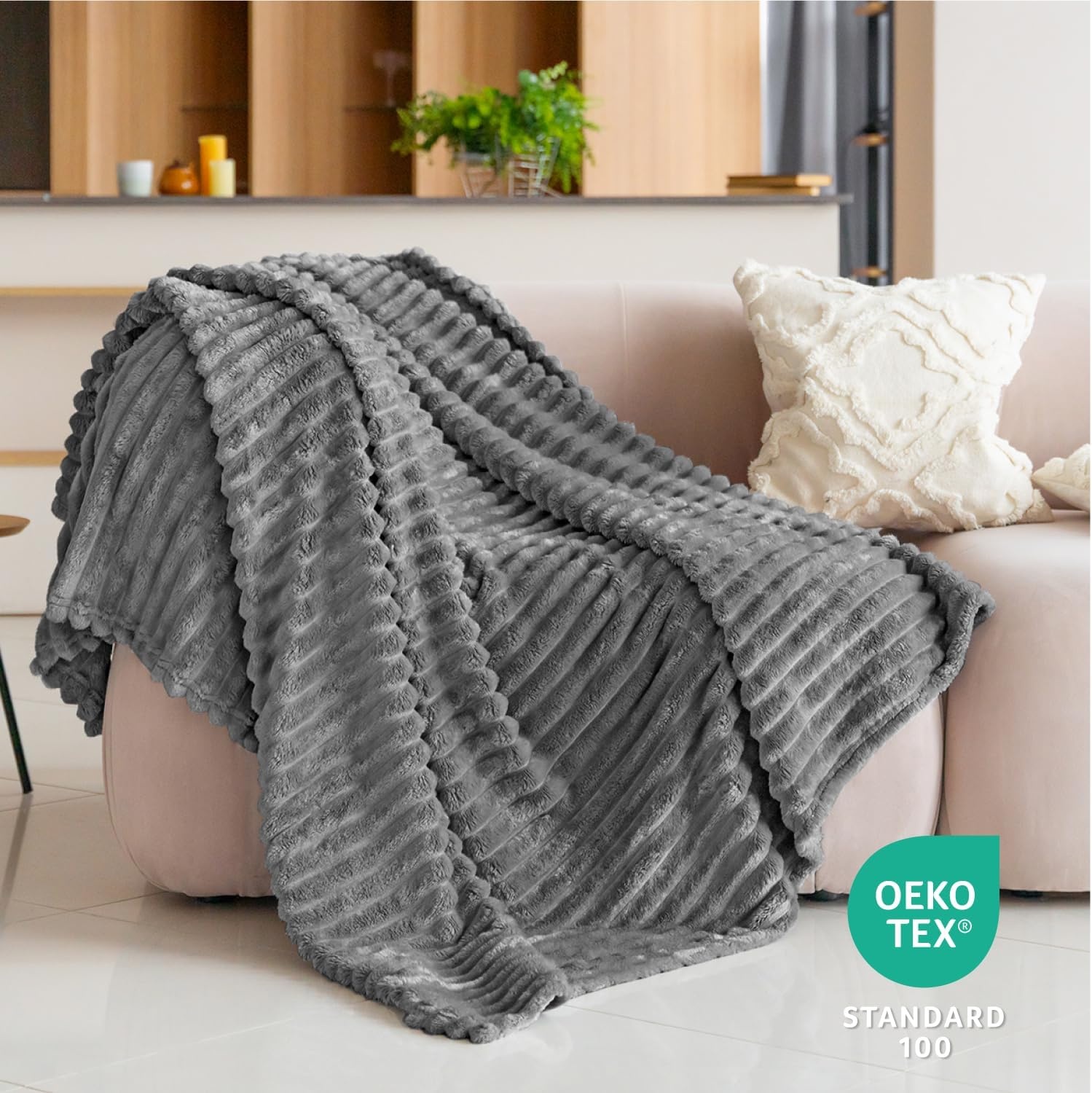Donkergrijs Plaid 220x240 cm | Warm & Zacht Fleece