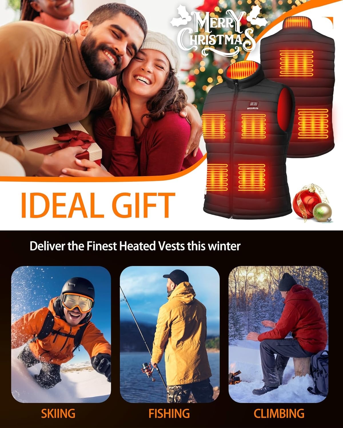 Verwarmd Vest Heren - 20.000 mAh Powerbank & 8 Verwarmingszones | 29% Korting