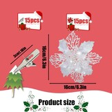 Kerstboomdecoratie Kunstbloemen Wit Glitter (15 Stuks) - 29% Korting