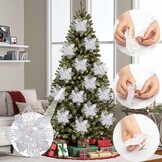 Kerstboomdecoratie Kunstbloemen Wit Glitter (15 Stuks) - 29% Korting
