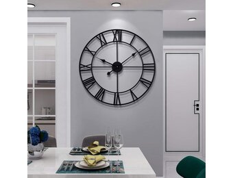 Vintage Wandklok Metaal 60cm Stil Romeinse Cijfers - 34% Korting!