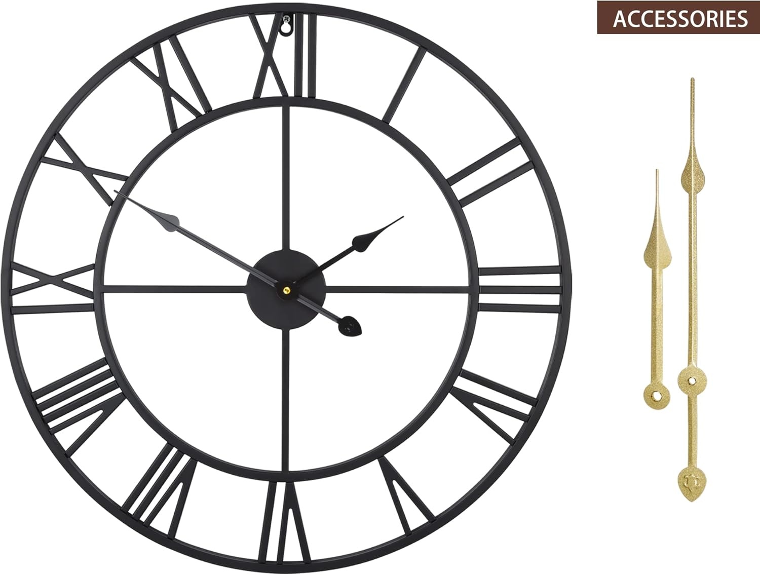 Vintage Wandklok Metaal 60cm Stil Romeinse Cijfers - 34% Korting!