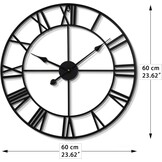 Vintage Wandklok Metaal 60cm Stil Romeinse Cijfers - 34% Korting!