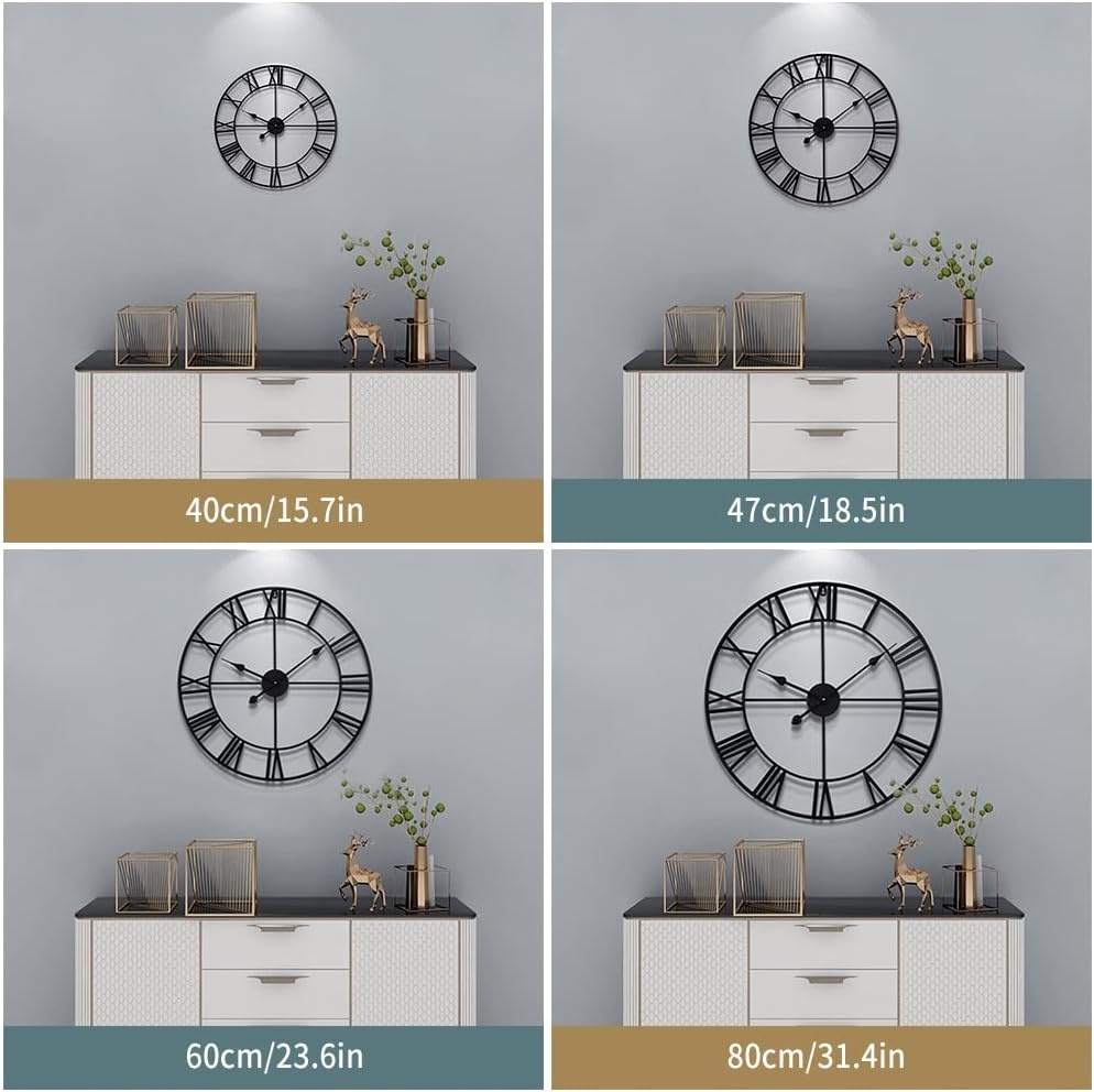 Vintage Wandklok Metaal 60cm Stil Romeinse Cijfers - 34% Korting!