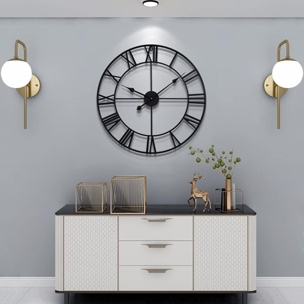 Vintage Wandklok Metaal 60cm Stil Romeinse Cijfers - 34% Korting!