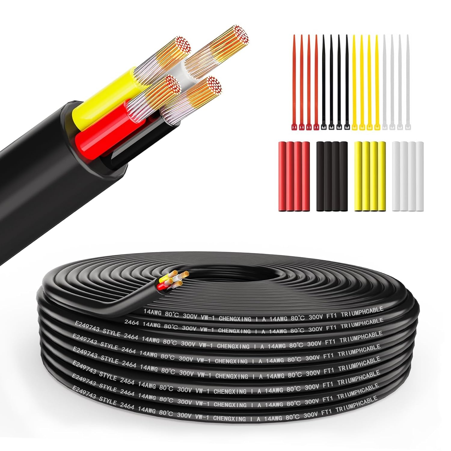 4-aderige 14AWG Flexibele Elektrische Draad (4x2 mm²) Zwart, 9.14m - 74% Korting