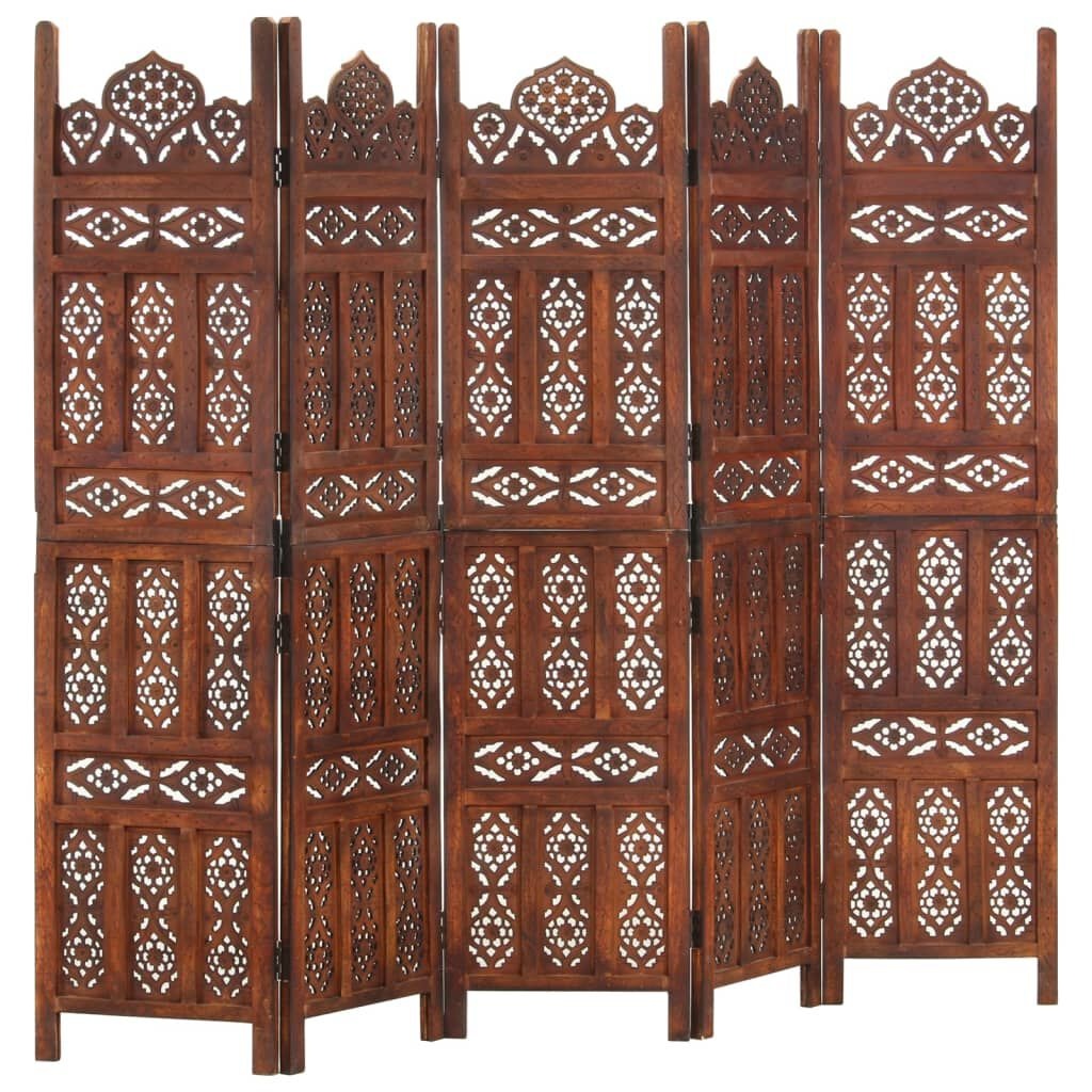 Kamerscherm 5-panelen Mangohout 200x165cm - 35% Korting