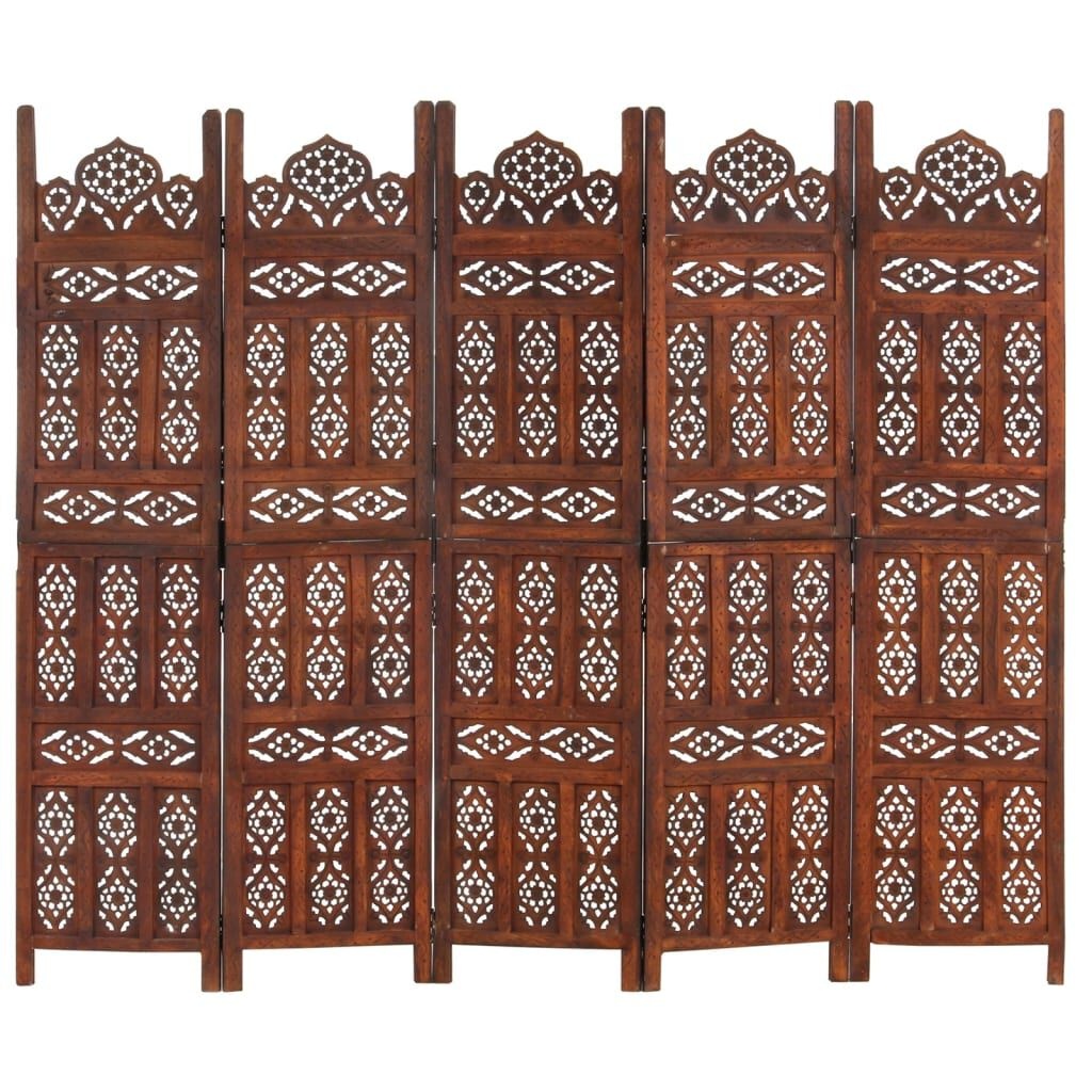 Kamerscherm 5-panelen Mangohout 200x165cm - 35% Korting