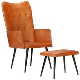 Oorfauteuil met voetensteun van echt leer - 69% korting!