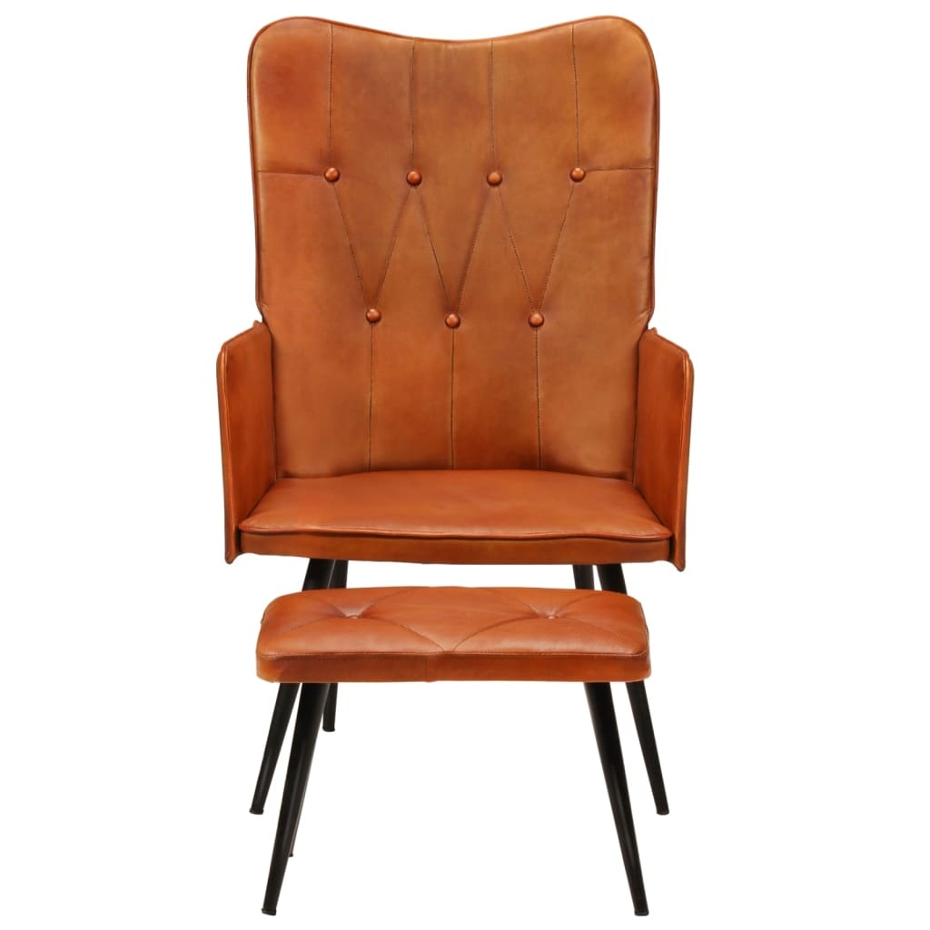 Oorfauteuil met voetensteun van echt leer - 69% korting!