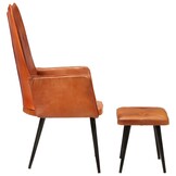 Oorfauteuil met voetensteun van echt leer - 69% korting!