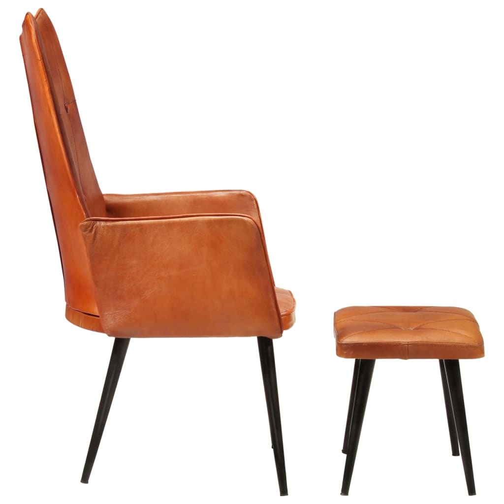 Oorfauteuil met voetensteun van echt leer - 69% korting!