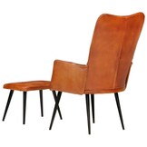 Oorfauteuil met voetensteun van echt leer - 69% korting!