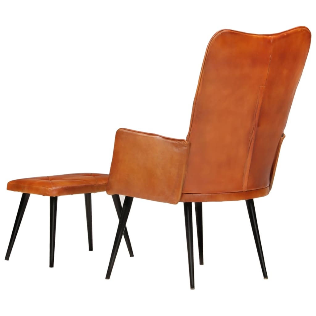 Oorfauteuil met voetensteun van echt leer - 69% korting!