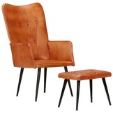 Oorfauteuil met voetensteun van echt leer - 69% korting!