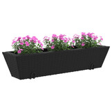 vidaXL Plantenbakken 2 st met haken poly rattan zwart