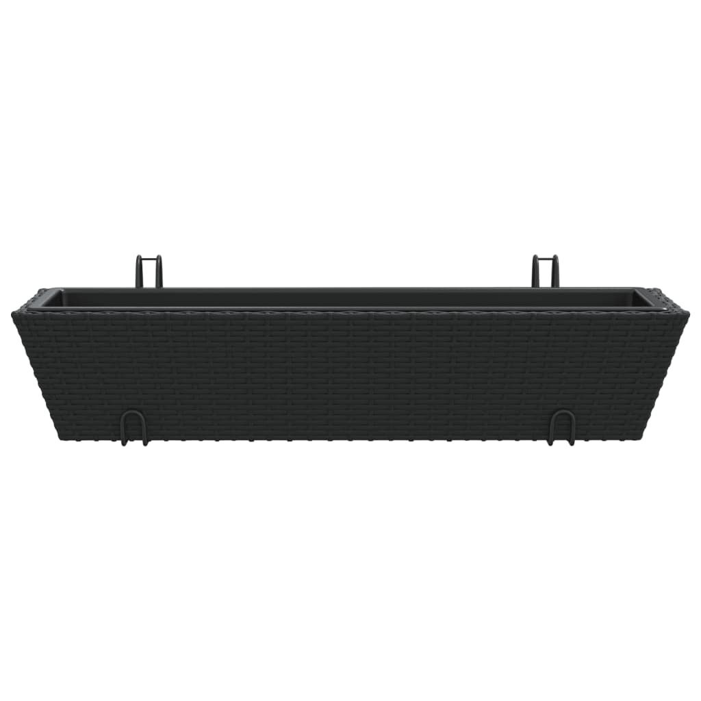 vidaXL Plantenbakken 2 st met haken poly rattan zwart