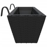 vidaXL Plantenbakken 2 st met haken poly rattan zwart