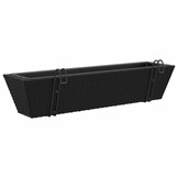 vidaXL Plantenbakken 2 st met haken poly rattan zwart