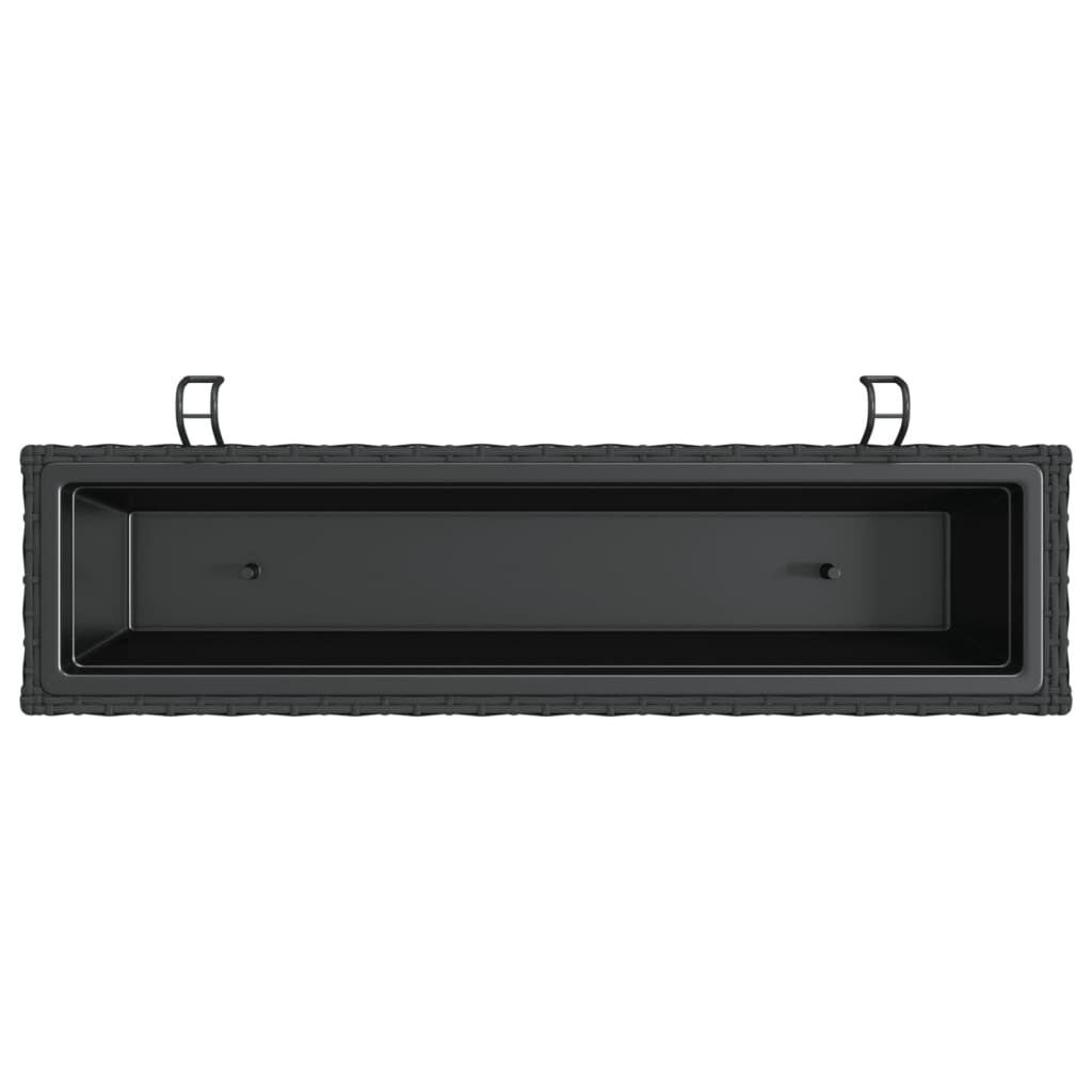 vidaXL Plantenbakken 2 st met haken poly rattan zwart